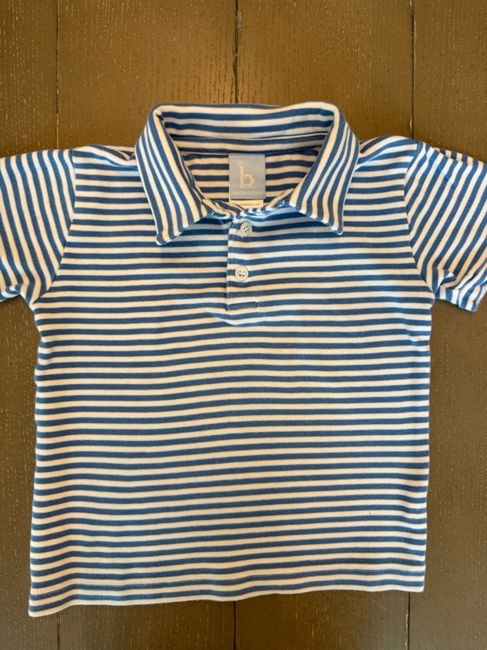 Bella Bliss Boys’ Short-Sleeve Preppy Blue Stripe Cotton Polo Shirt • Size 6 (S) - Picture 3 of 11